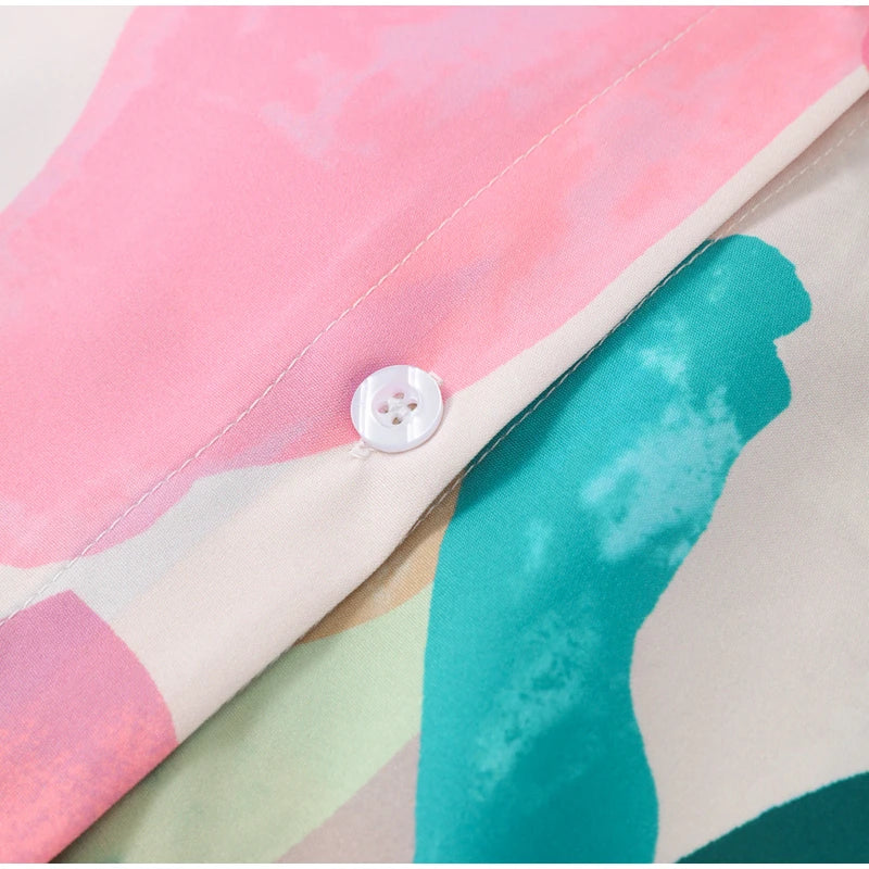 Conjunto Feminino Camisa Longa e Calça de Elástico Colorido Aquarela