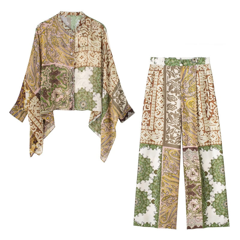 Conjunto Janice - Camisa morcego e calça de zíper