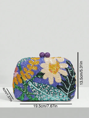 Bolsa Feminina de Mão Clutch Bordada Lilás