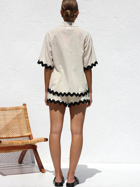 Conjunto Creta - Camisa manga curta e shorts (Pronta Entrega)