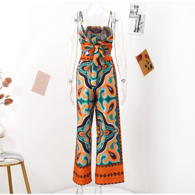 Conjunto Brigitte - Camisa, blusa estilo lenço e calça com elástico