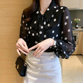 Camisa Feminina Polônia Retro –  Preta de Bolinhas