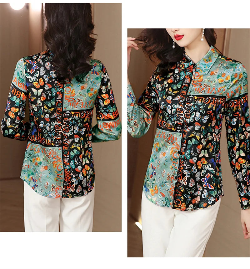 Camisa Feminina Manga Longa Borboletas