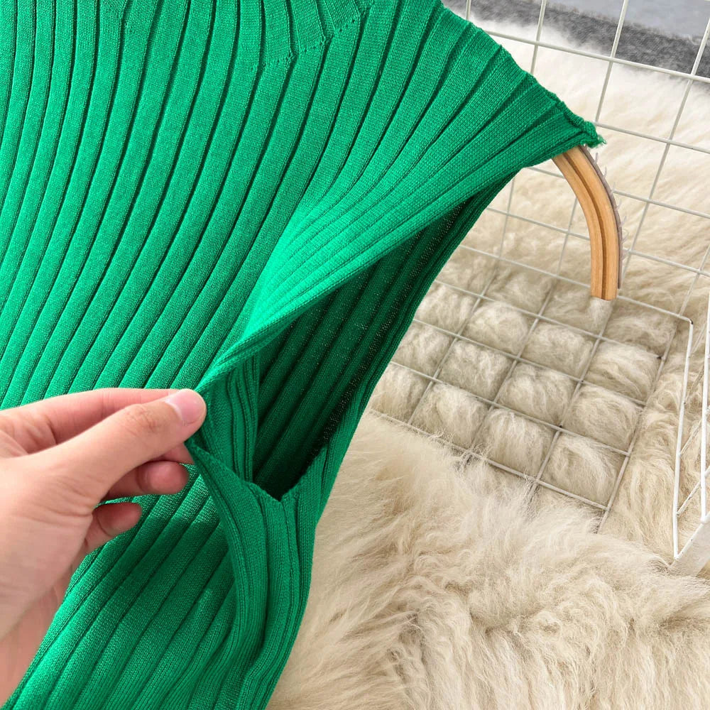 Conjunto 3 peças Calça, blusa canelada e maxi cardigan