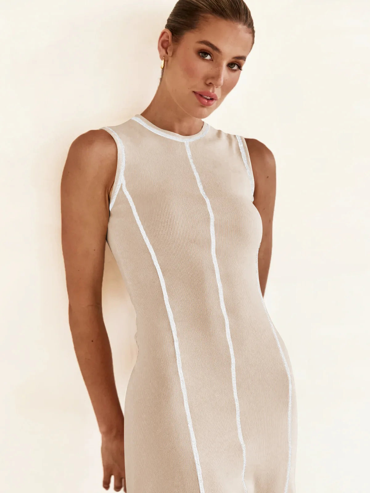 Vestido Midi de Malha Sem Mangas Tanzânia (Pronta Entrega)