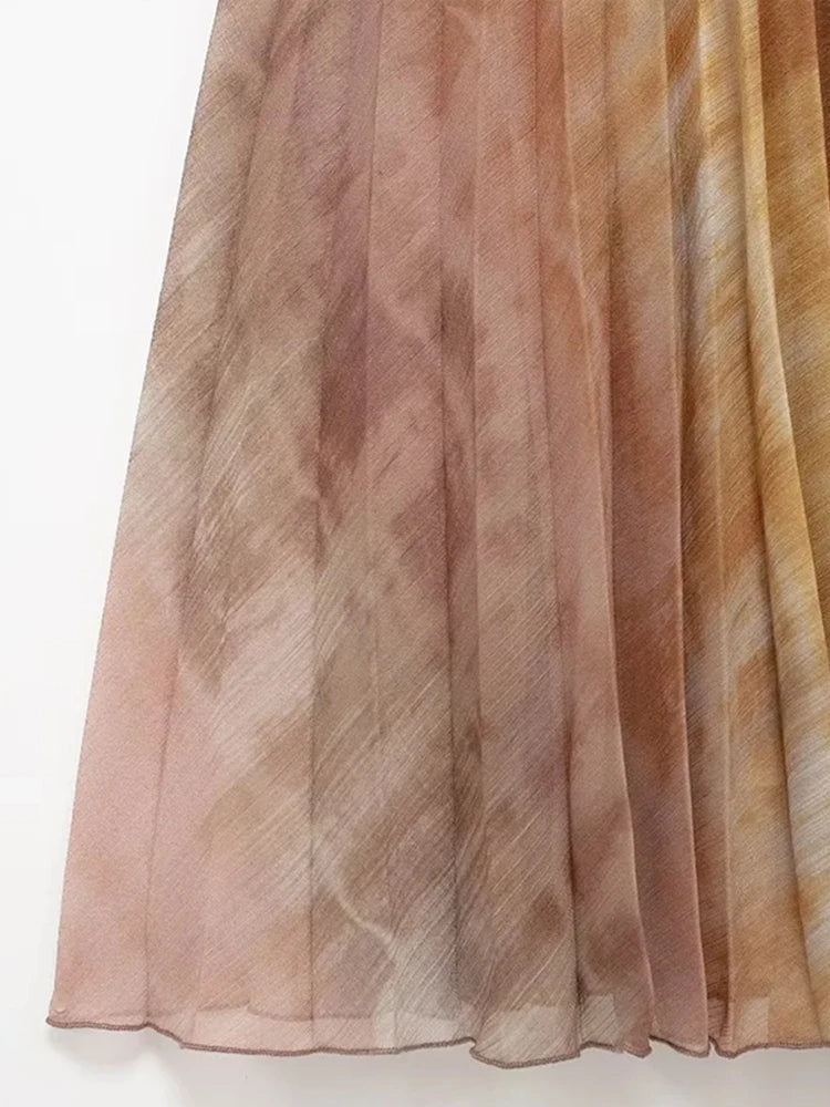 Vestido Longo Plissado Tie-Dye Atenas