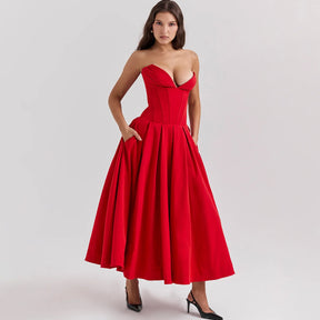 Vestido Longo Elegante com Barbatana e Bolsos Laterais Dublin