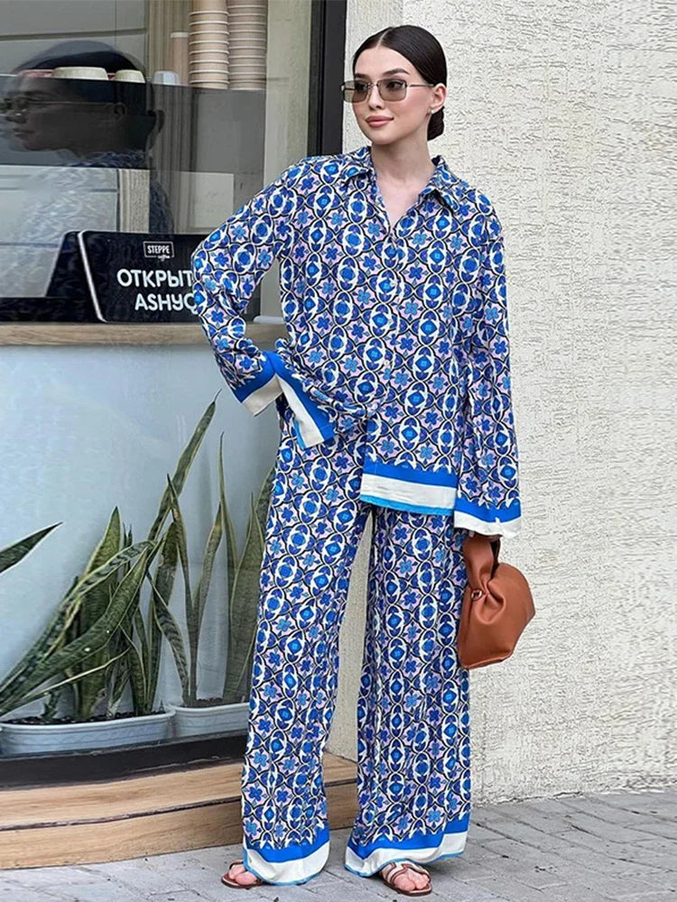 Conjunto Feminino Elegante de Camisa Manga Longa Bridgerton