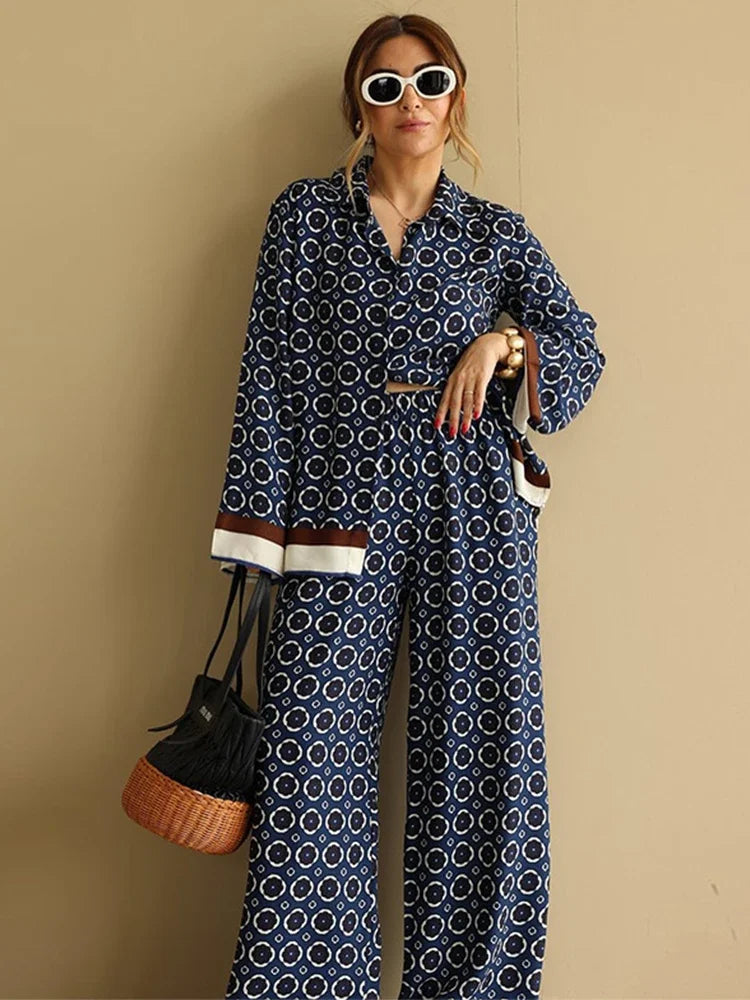 Conjunto Feminino Elegante de Camisa Manga Longa Bridgerton