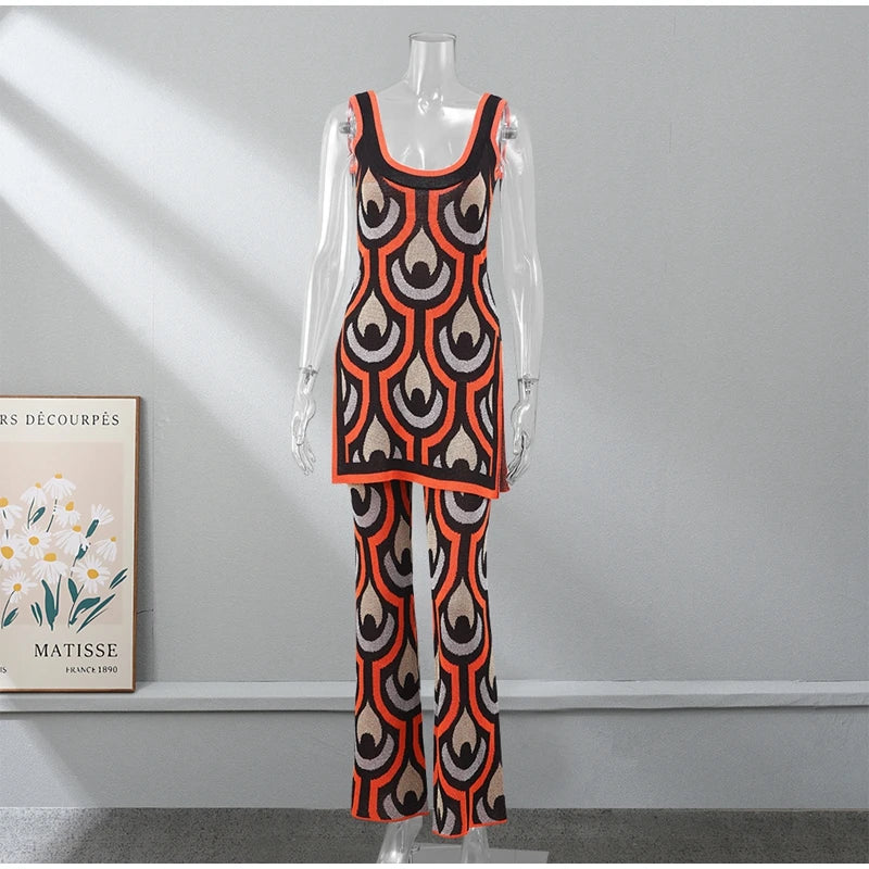 Conjunto Meia-estação em lã de calça e blusa sem manga Los Angeles