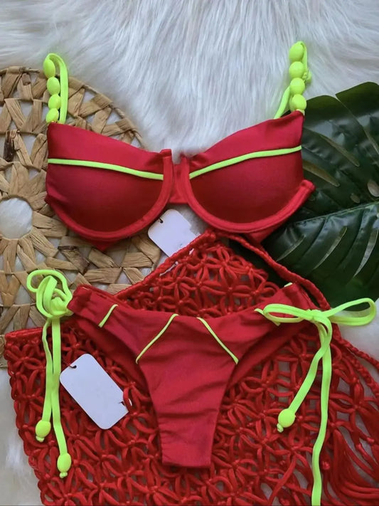 Biquini Push UP com aro e bojo Vermelho