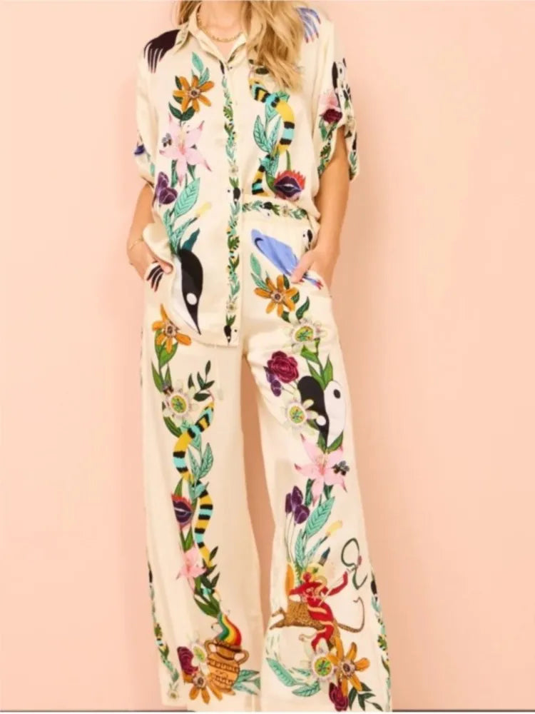 Conjunto Toque de Seda de Camisa Manga Curta e Calça Amsterdam