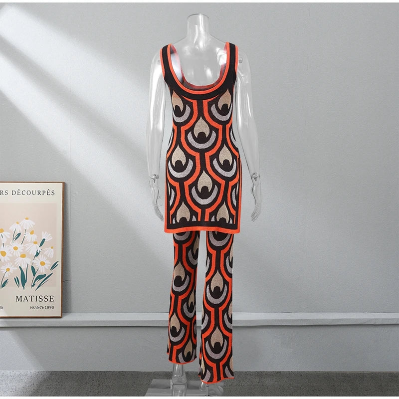 Conjunto Meia-estação em lã de calça e blusa sem manga Los Angeles