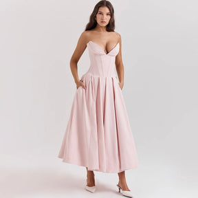Vestido Longo Elegante com Barbatana e Bolsos Laterais Dublin