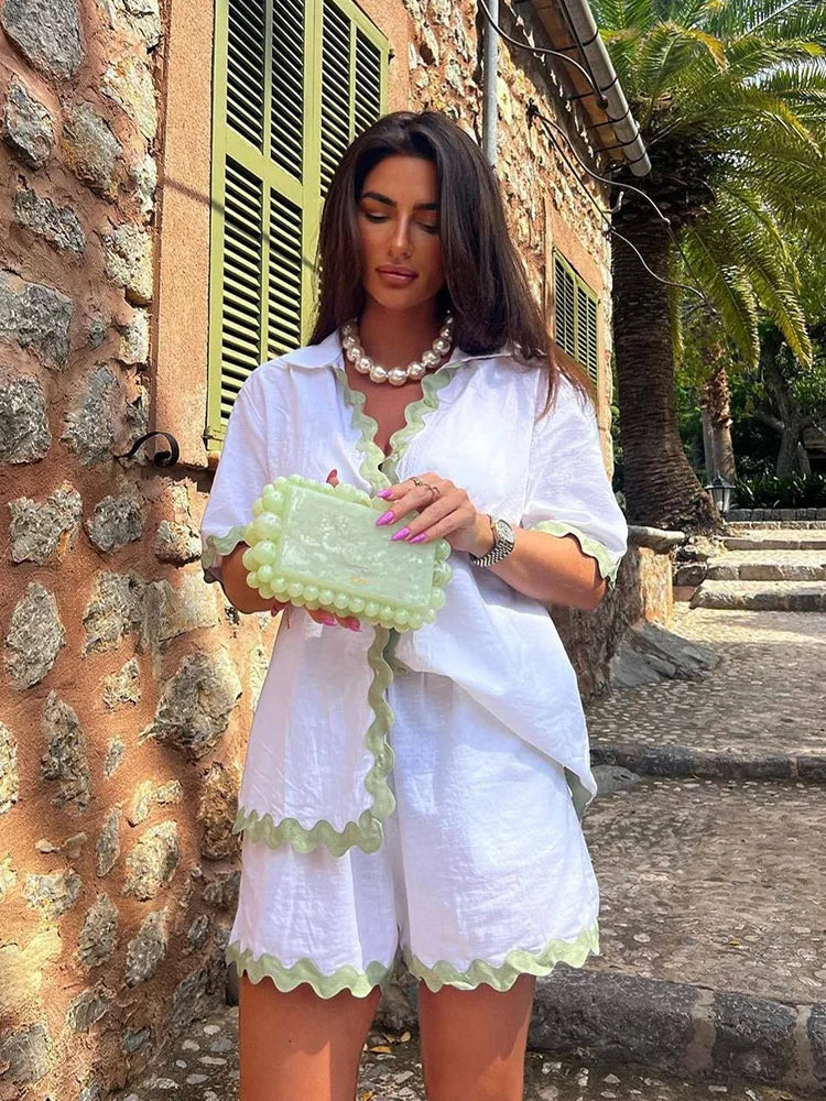 Conjunto Creta - Camisa manga curta e shorts (Pronta Entrega)