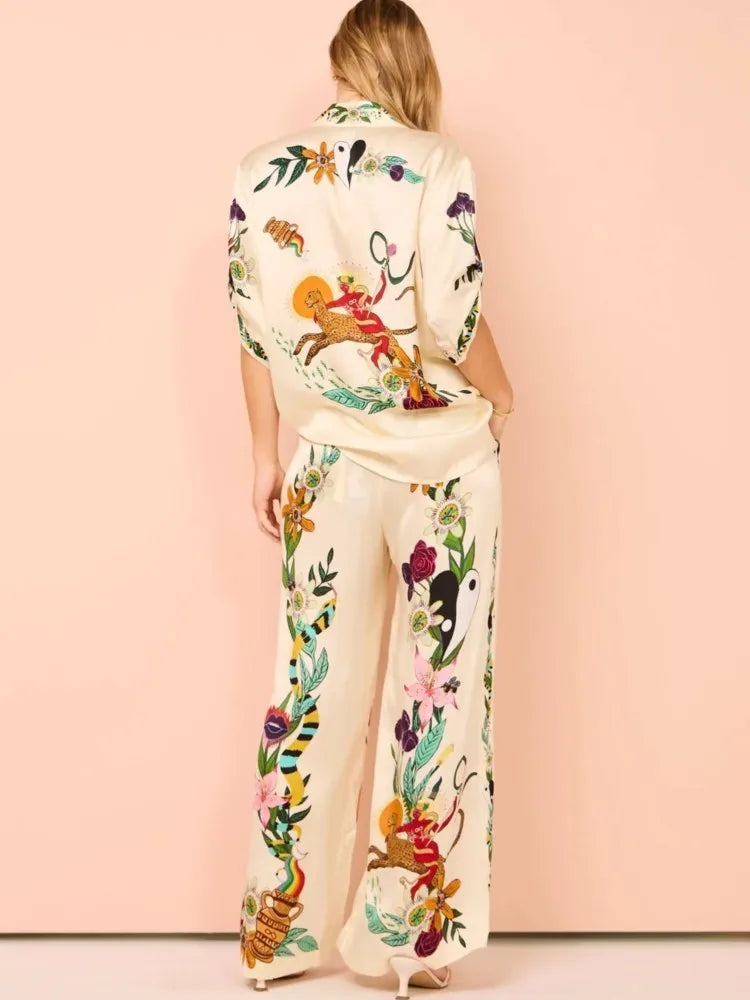 Conjunto Toque de Seda de Camisa Manga Curta e Calça Amsterdam