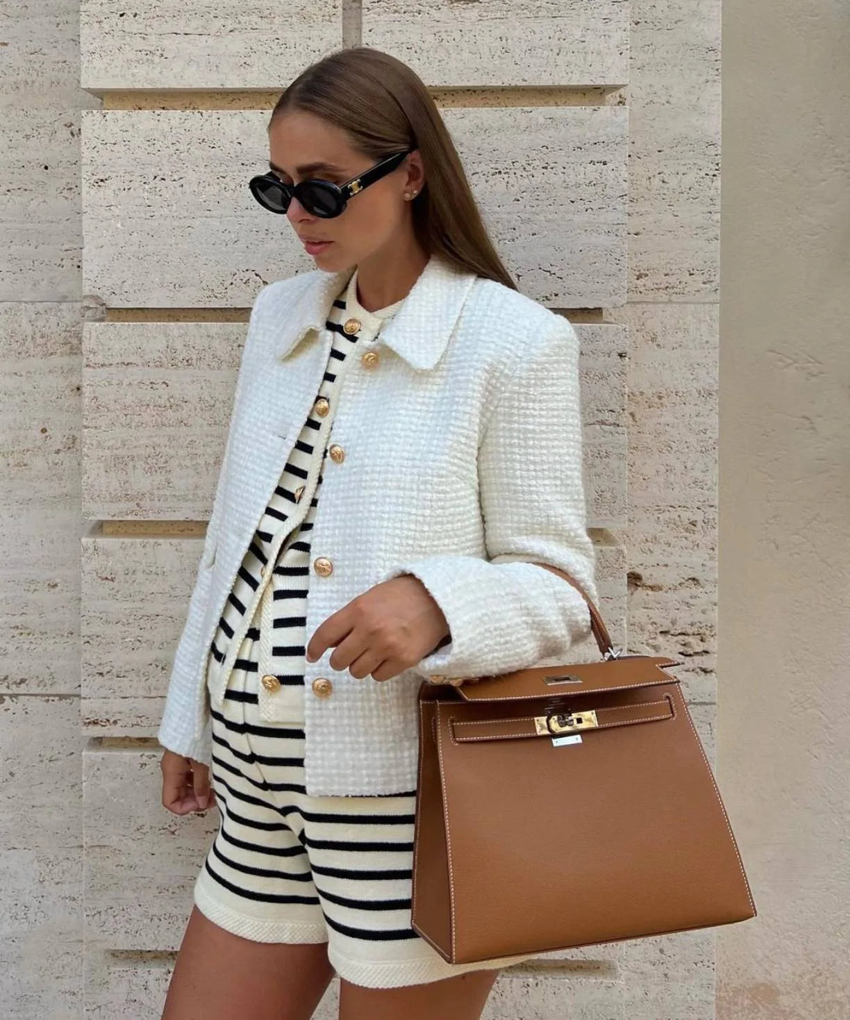 Conjunto Cardigan e Shorts de tricô Atenas