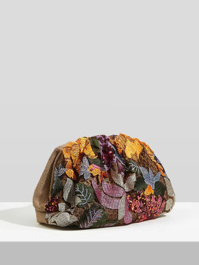 Bolsa Feminina de Mão Clutch Bordada Sem Alça