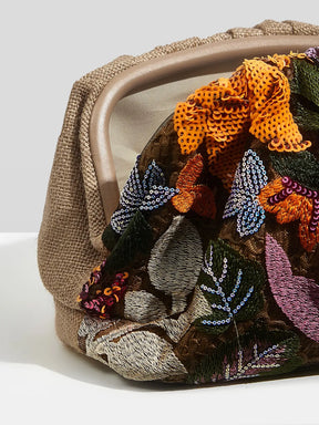 Bolsa Feminina de Mão Clutch Bordada Sem Alça
