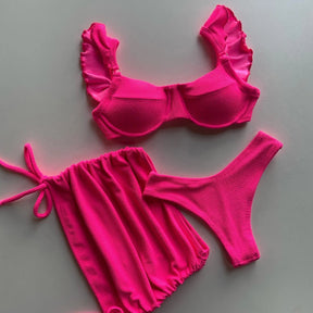 Conjunto Biquini com saída de praia meia taça com bojo