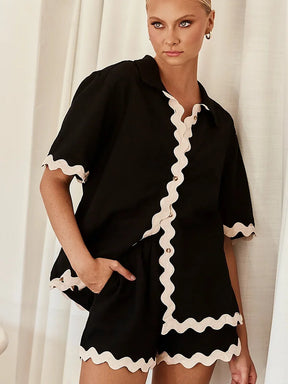 Conjunto Creta - Camisa manga curta e shorts (Pronta Entrega)