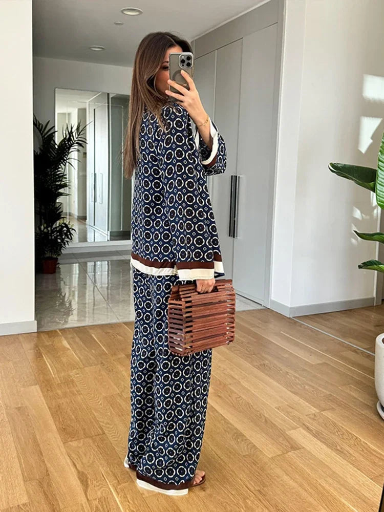 Conjunto Feminino Elegante de Camisa Manga Longa Bridgerton