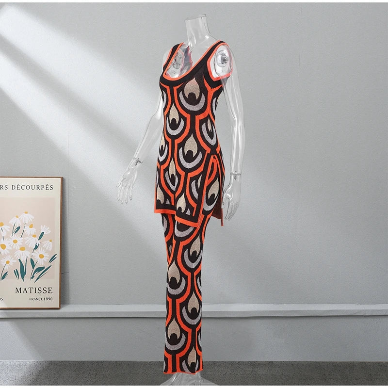 Conjunto Meia-estação em lã de calça e blusa sem manga Los Angeles