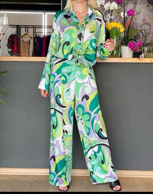 Conjunto Amitta - Camisa e calça com zíper (Pronta Entrega)