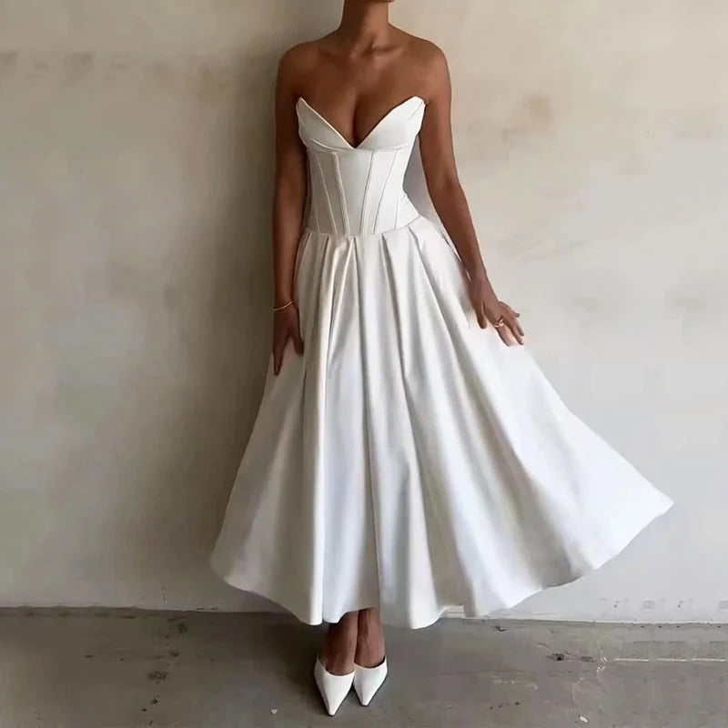 Vestido Longo Elegante com Barbatana e Bolsos Laterais Dublin