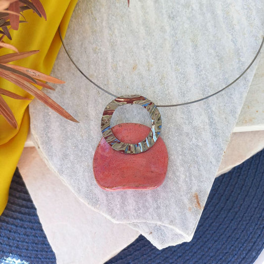Choker Entardecer Rose - Em Cerâmica Artesanal
