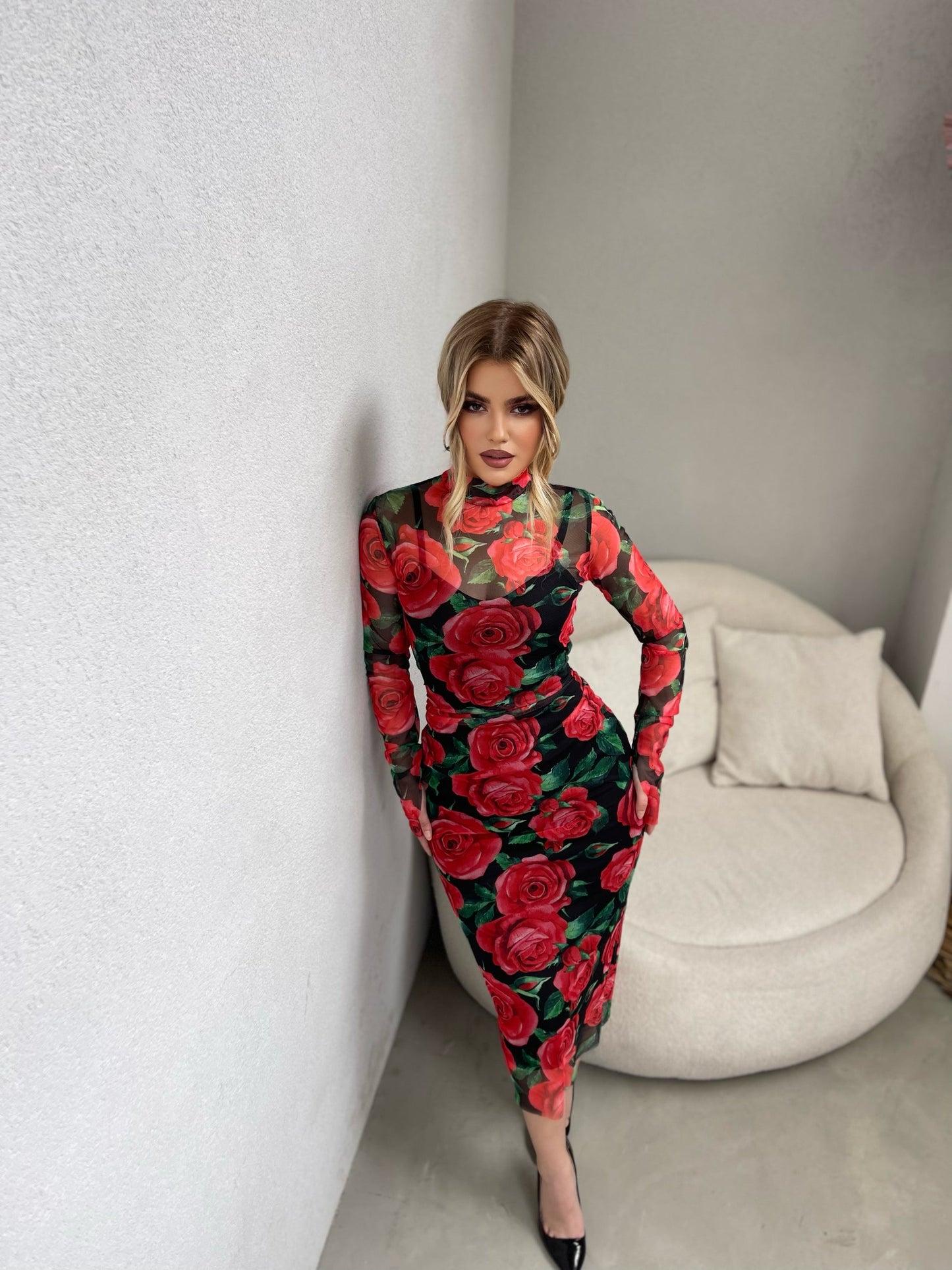 Vestido Longo Manga Longa Justo Equador (Pronta Entrega)