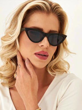 Óculos de Sol Gatinho Blogueira Vintage - Preto - Acetato