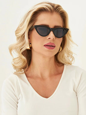Óculos de Sol Gatinho Blogueira Vintage - Preto - Acetato
