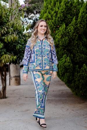 Conjunto Cora - Camisa e calça com elástico
