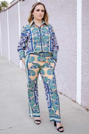 Conjunto Cora - Camisa e calça com elástico