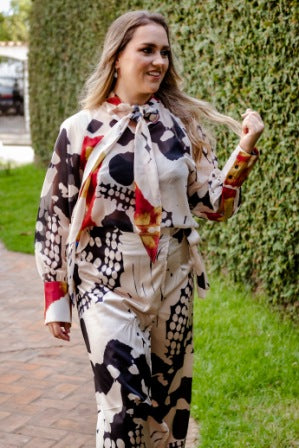 Conjunto Bárbara - Camisa musseline e calça transpassada