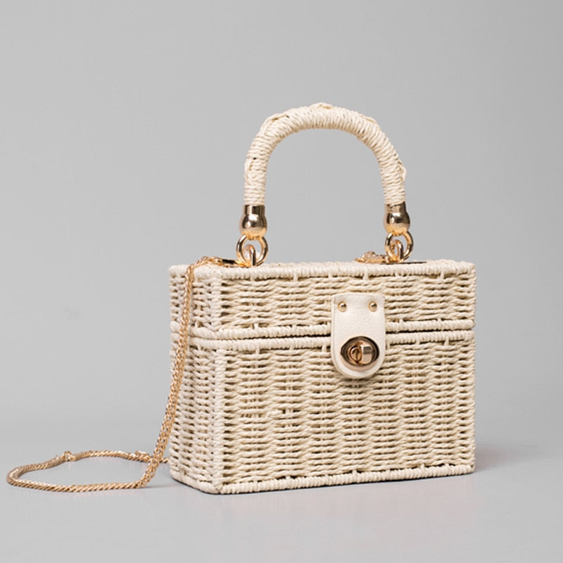 Bolsa de mão e ombro rattan Baú