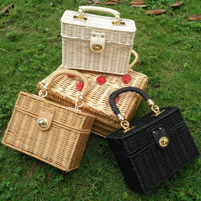 Bolsa de mão e ombro rattan Baú