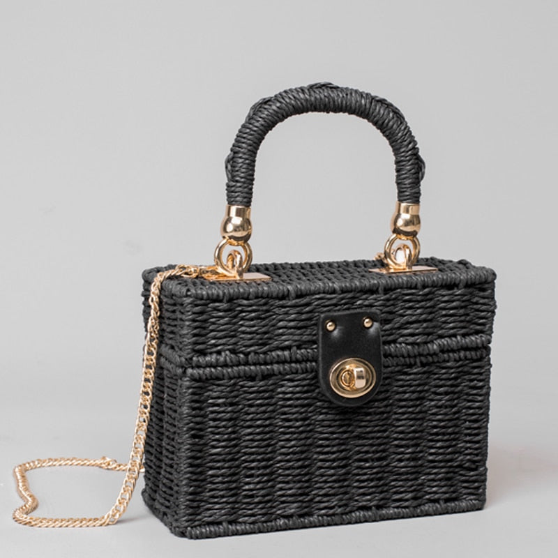 Bolsa de mão e ombro rattan Baú