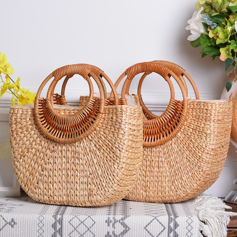Bolsa de palha forrada