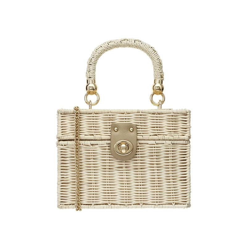 Bolsa de mão e ombro rattan Baú