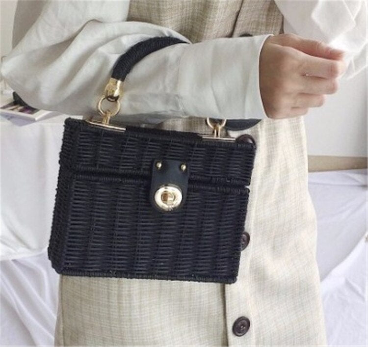 Bolsa de mão e ombro rattan Baú