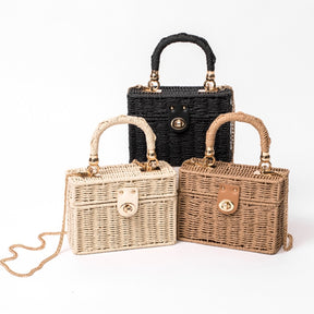 Bolsa de mão e ombro rattan Baú