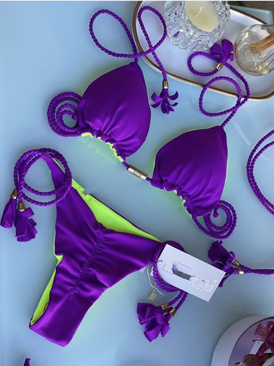 Biquini Iris - Roxo e amarelo