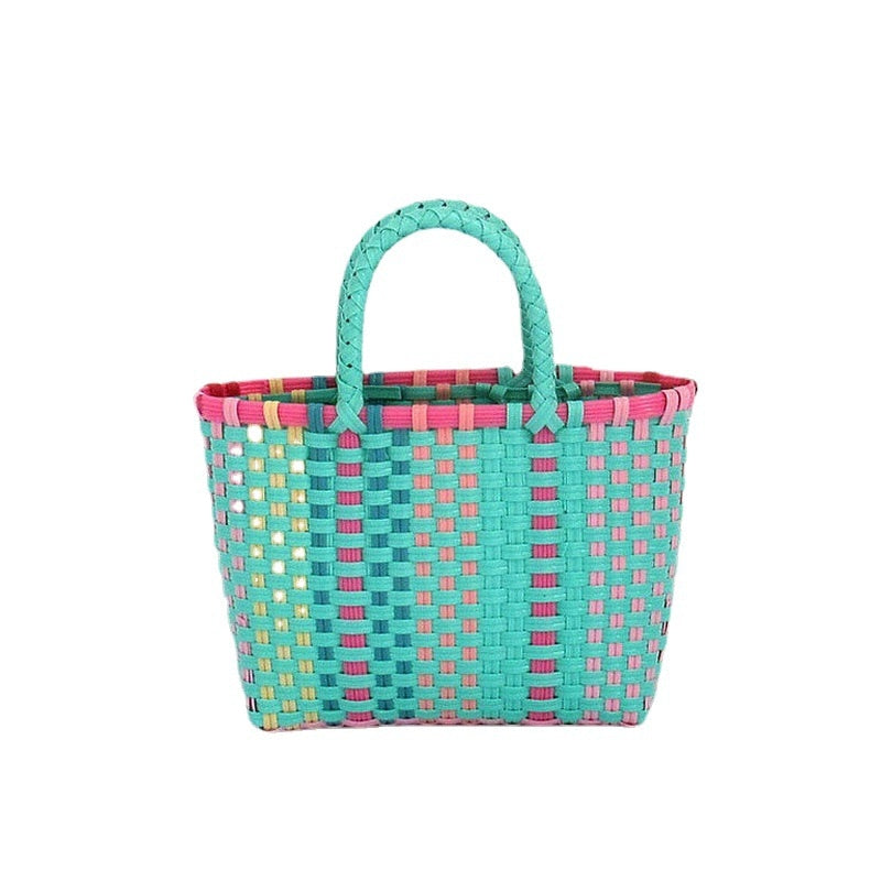 Bolsa de palha colorida - 21x14x6cm