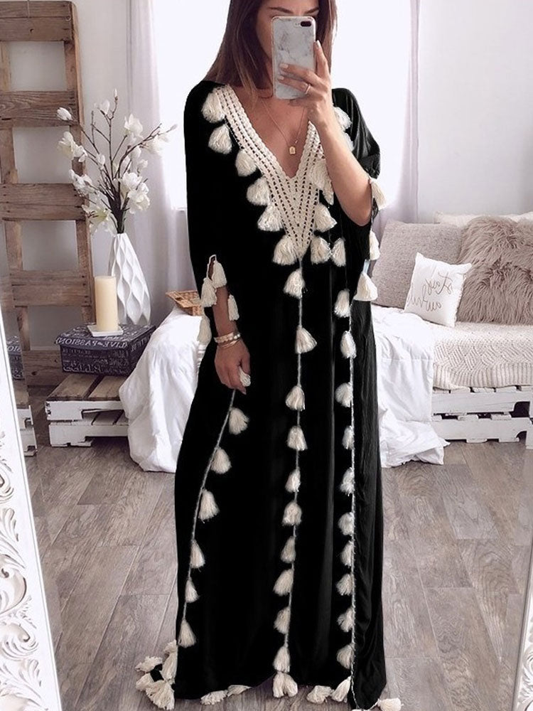 Saída de Praia Vanessa - Algodão e Rayon com Detalhes em Tassel