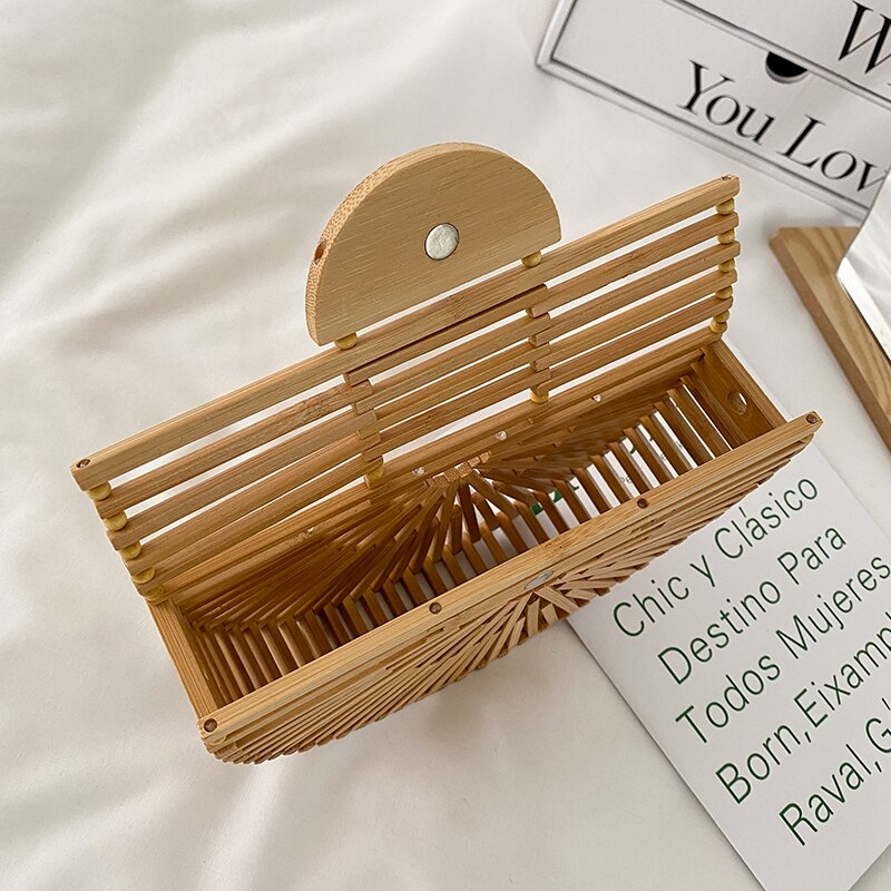 Bolsa de bambu semicírculo