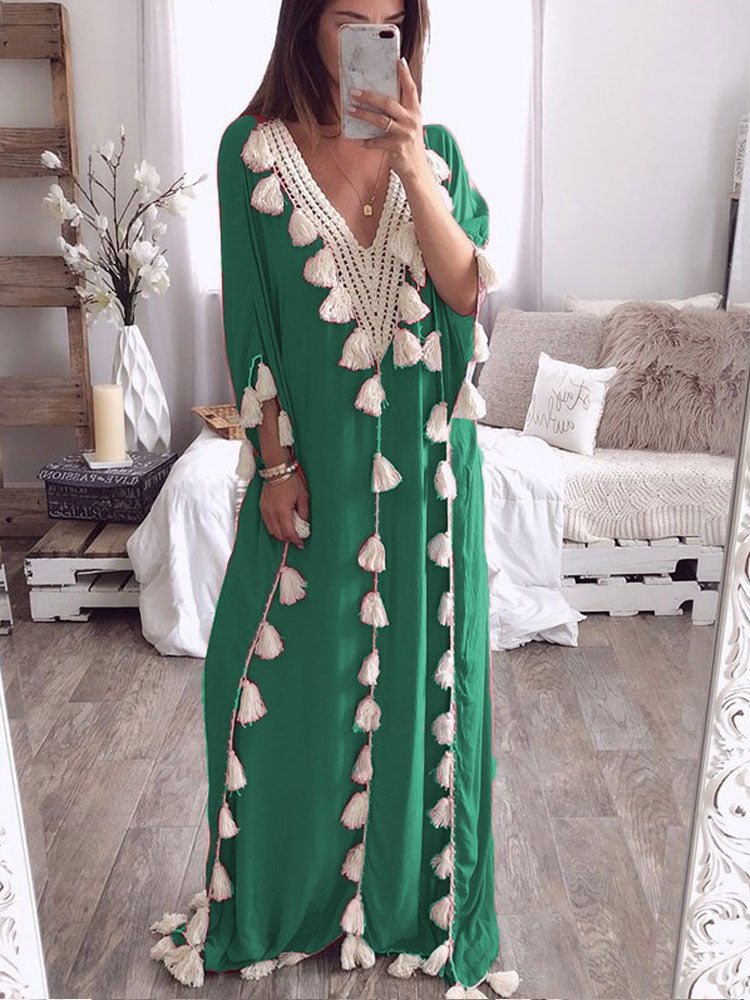 Saída de Praia Vanessa - Algodão e Rayon com Detalhes em Tassel