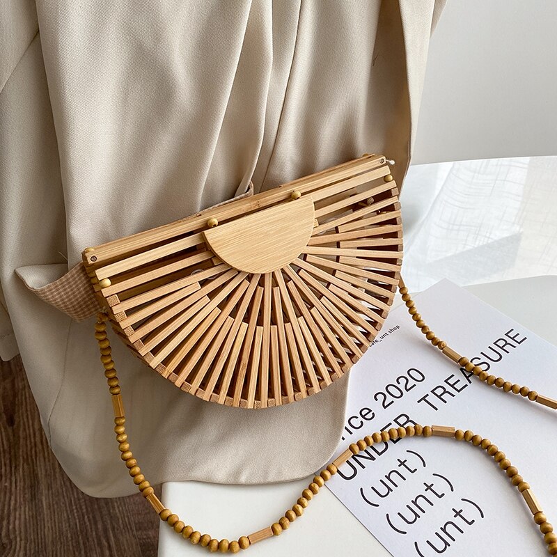 Bolsa de bambu semicírculo