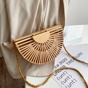 Bolsa de bambu semicírculo